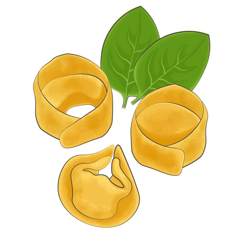 Illustration Logo Clipart Simple Cartoon Raw Tortellini vector
