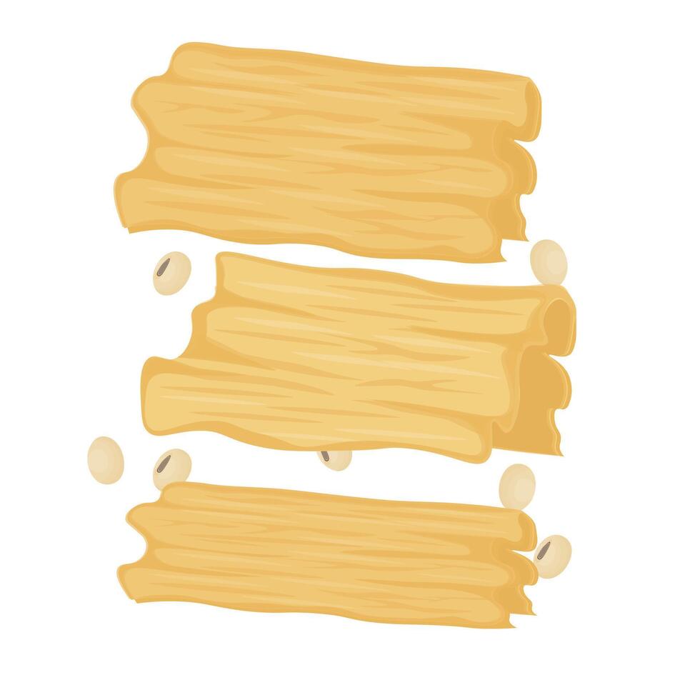Illustration Logo Clipart Levitation Dry tofu skin or Yuba bean curd skin with soya bean vector