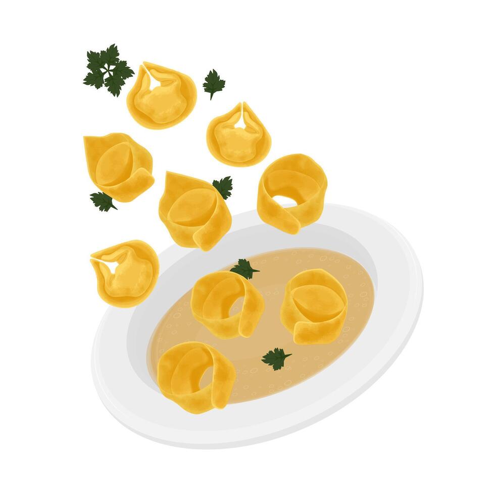 Illustration Logo Clipart Levitation Tortellini Soup vector