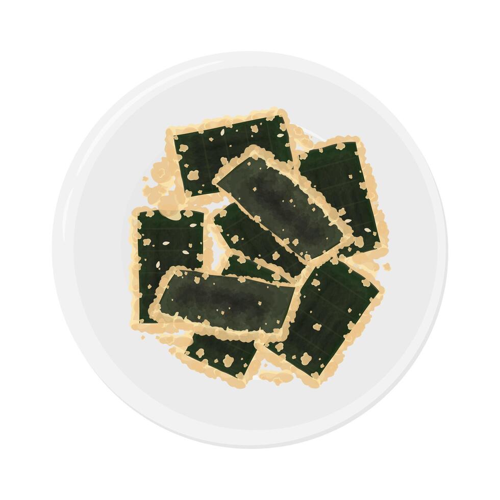 Illustration Logo Clipart Top View Nori tempura or tempura seaweed vector