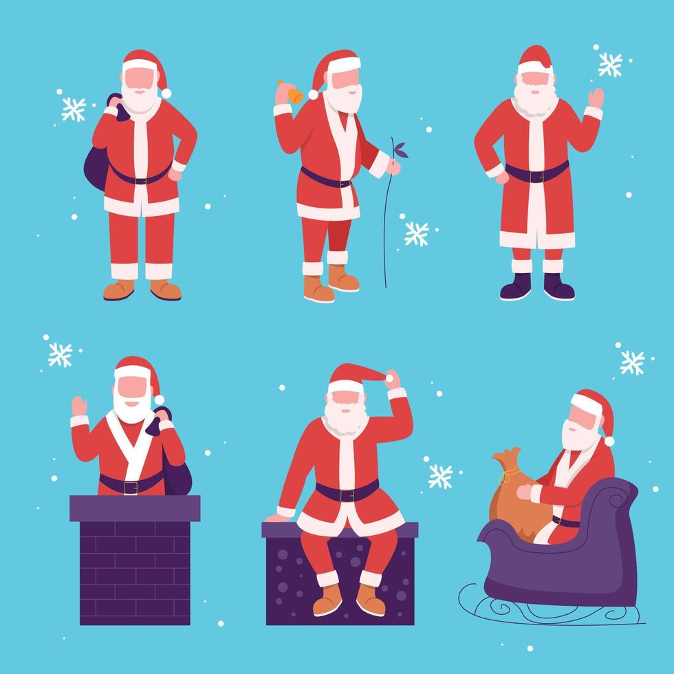 Santa Claus Illustration of different posses vector