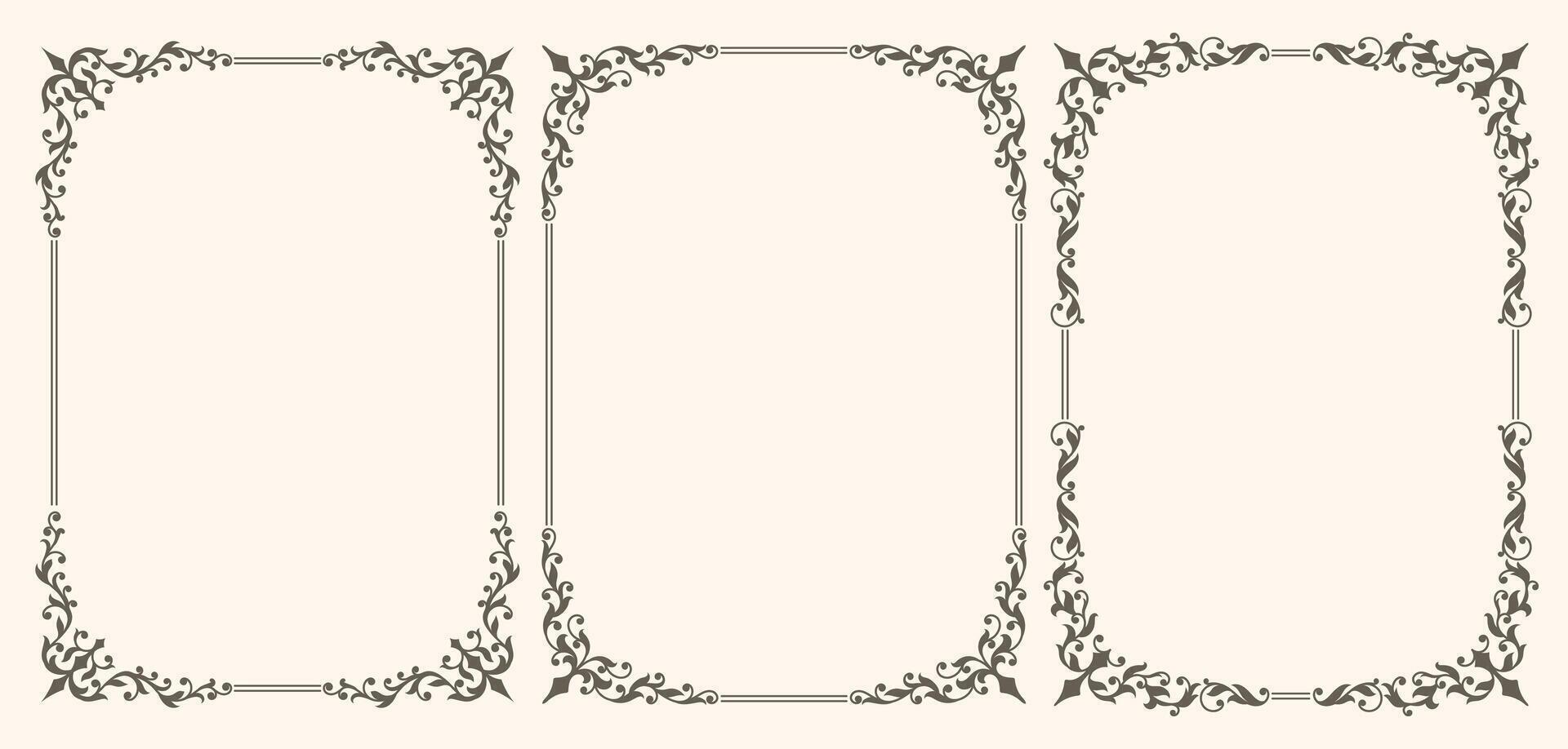 Set of Decorative vintage frames and borders set vector
