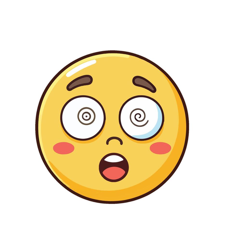 Cartoon Emoticon with Dizzy Eyes and Open Mouth Expressing Shock or Surprise vector