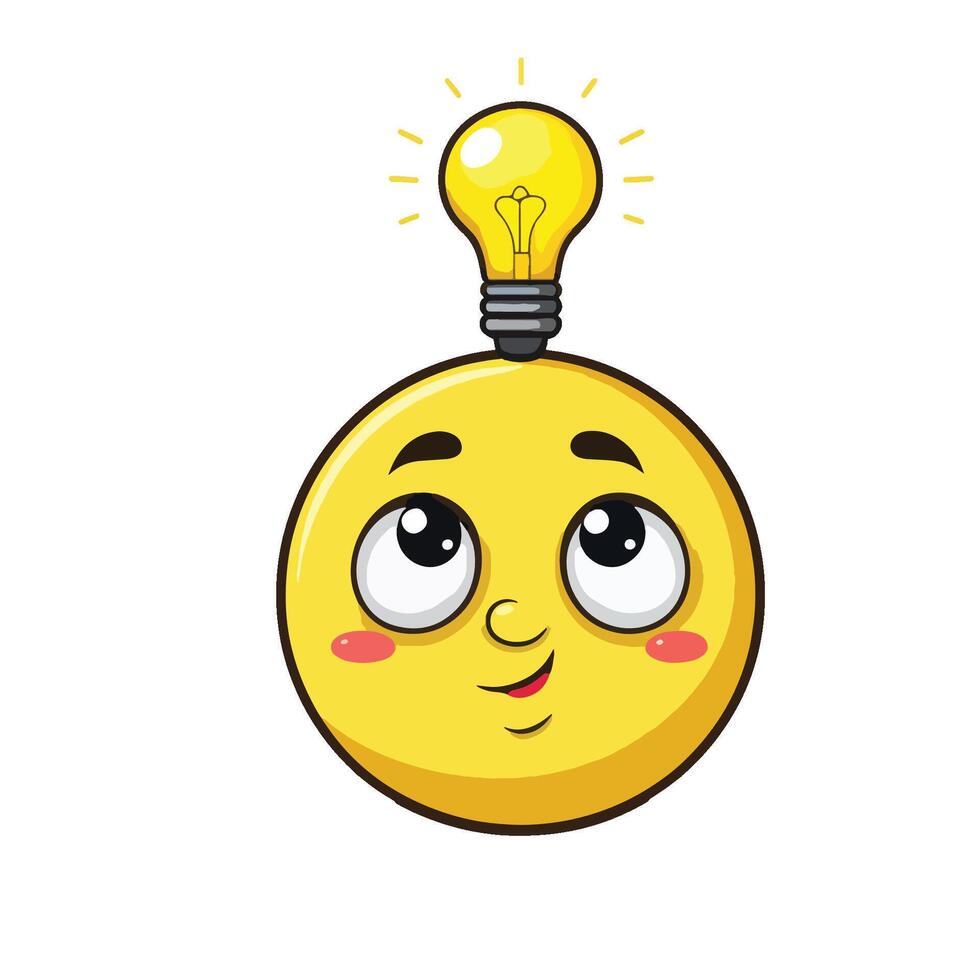 Bright Idea Cute Cartoon Character with Lightbulb vector