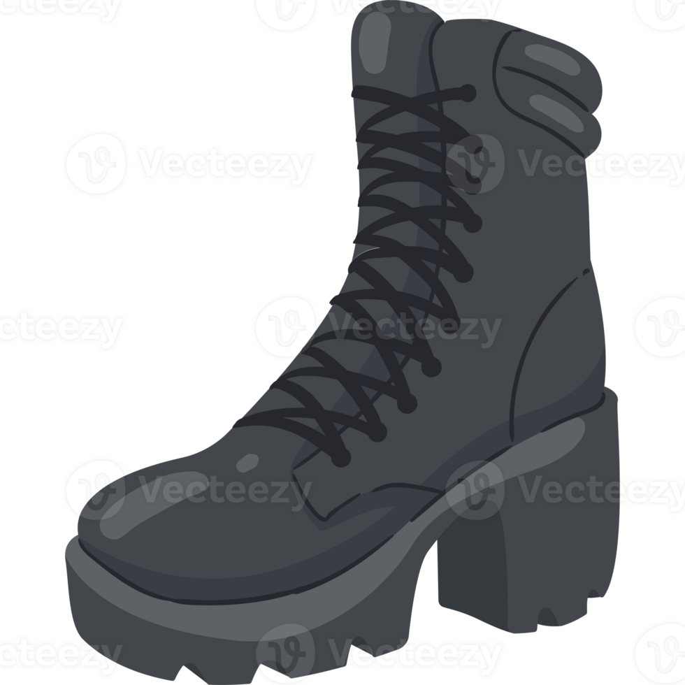 Black combat boots with laces on the side png