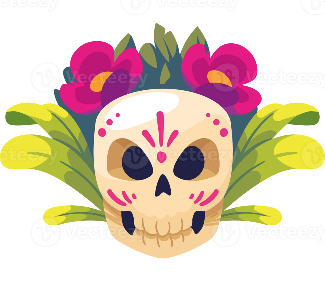 catrina with flowers illustration design png