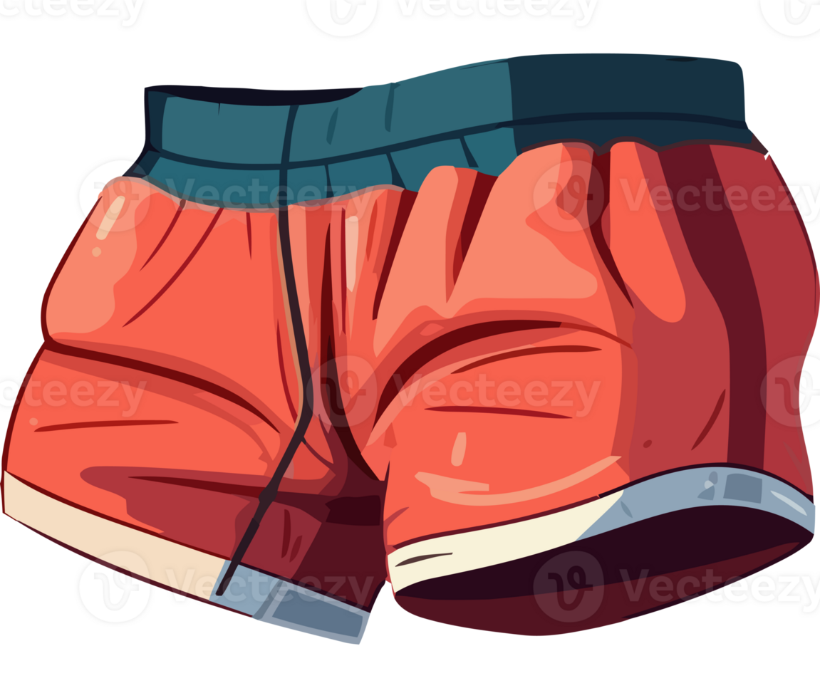 A cartoon shorts with red and blue trim png