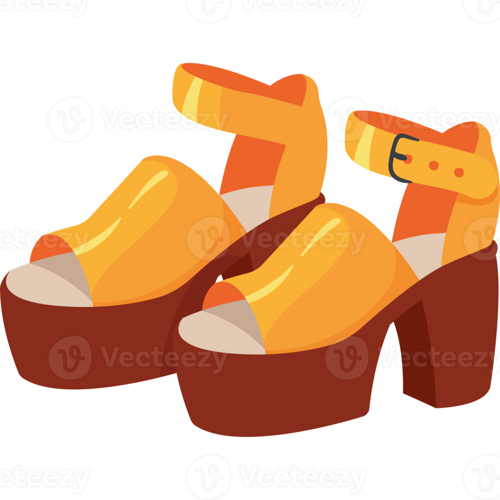 A pair of yellow shoes with a platform png