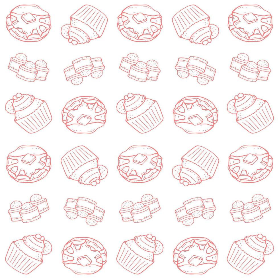 random doodle cakes pattern vector
