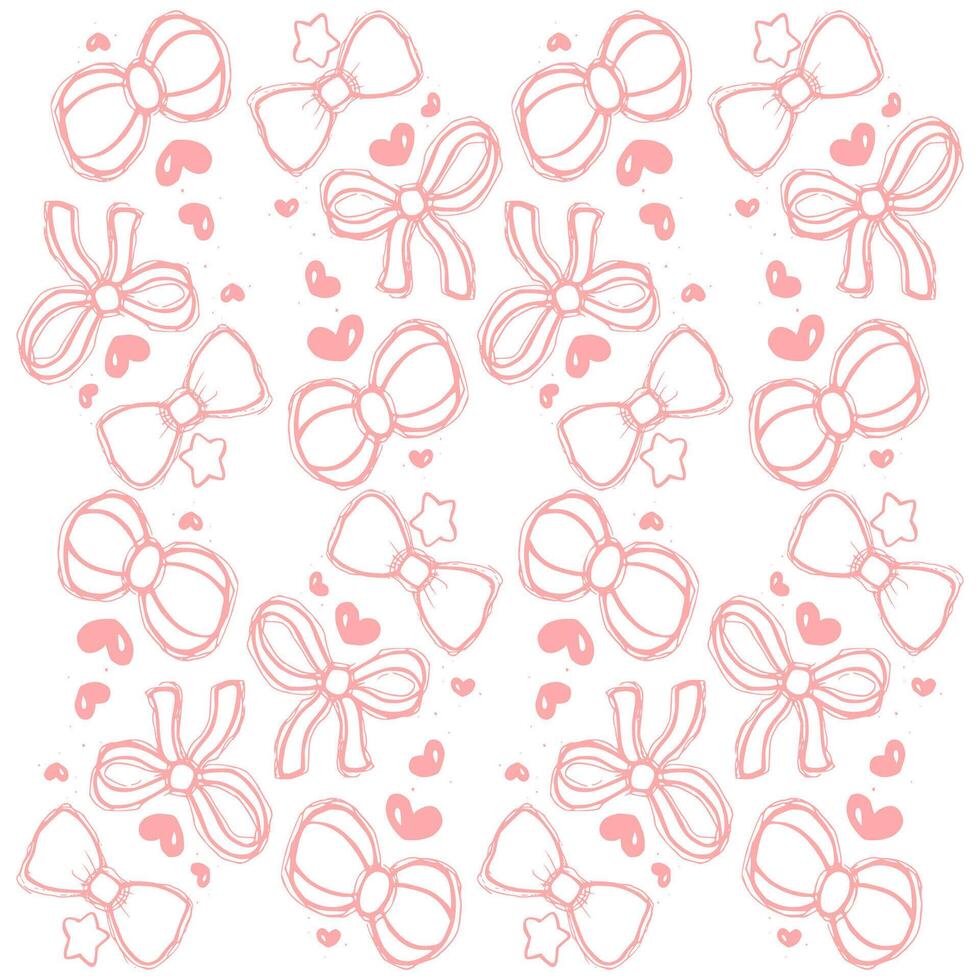 pink ribbon doodle pattern vector