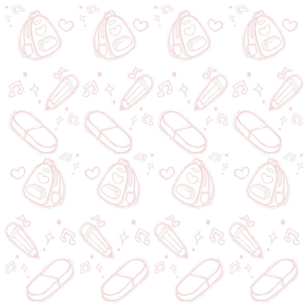 back to school items doodle pattern vector