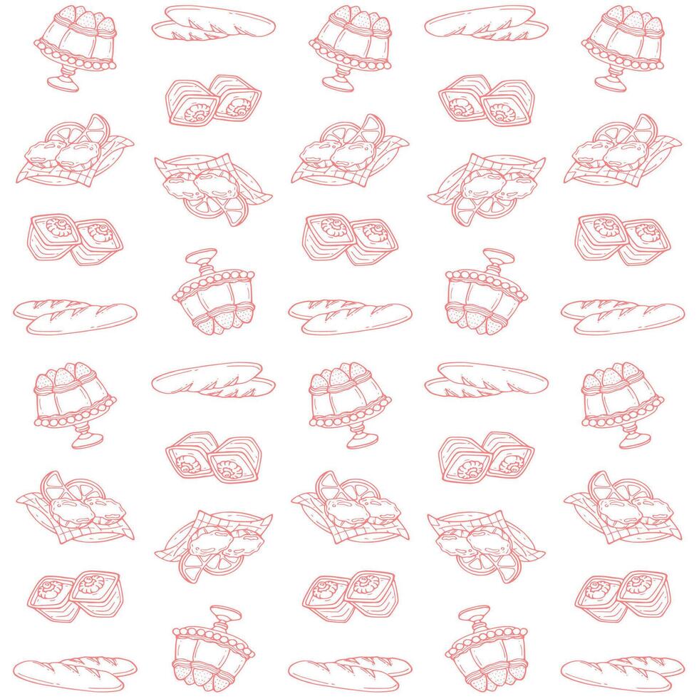 pink dessert doodle pattern vector