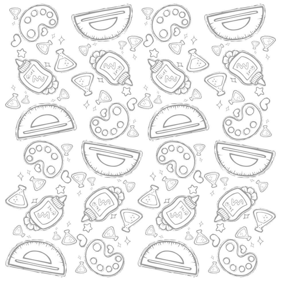 back to school doodle pattern vector