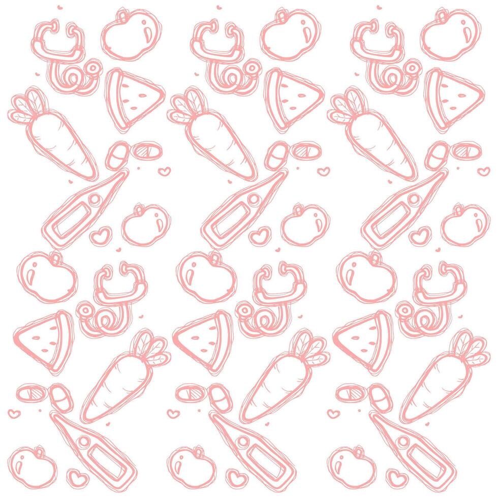 doodle healthy pattern vector