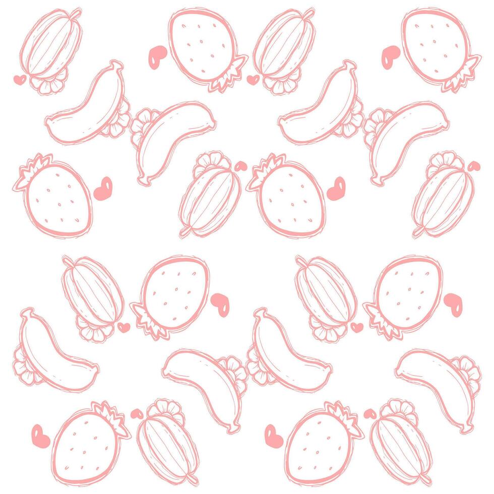doodle fruits pattern vector