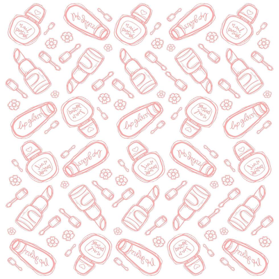 make up doodle pattern vector