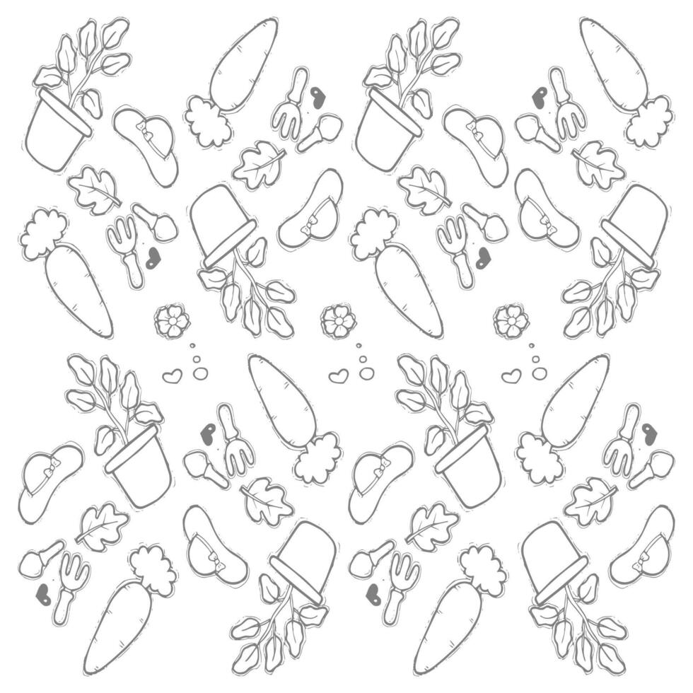 gardener doodle pattern vector