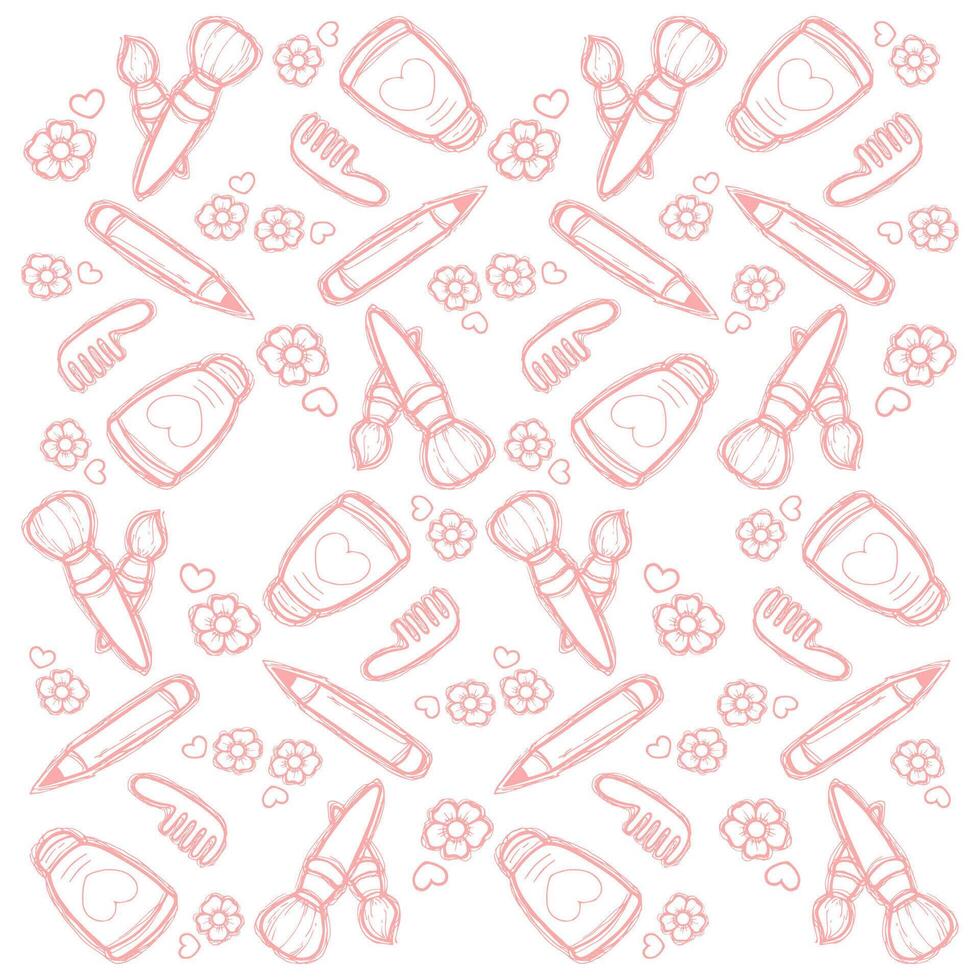 cute make up doodle pattern vector