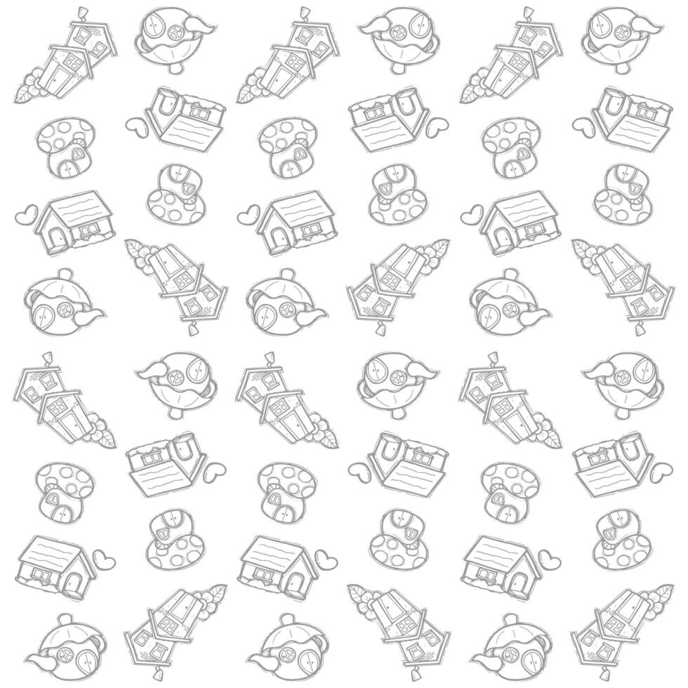 sweet home doodle pattern vector