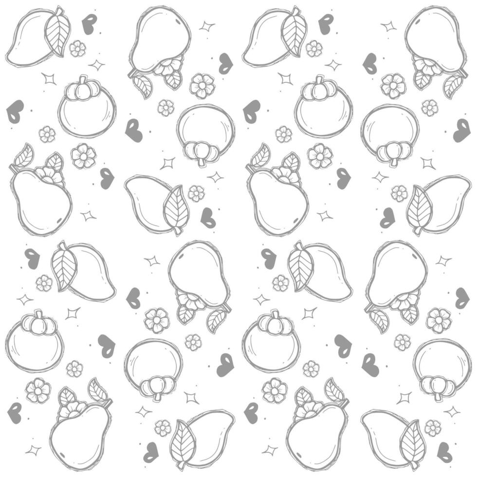 doodle fruit pattern vector