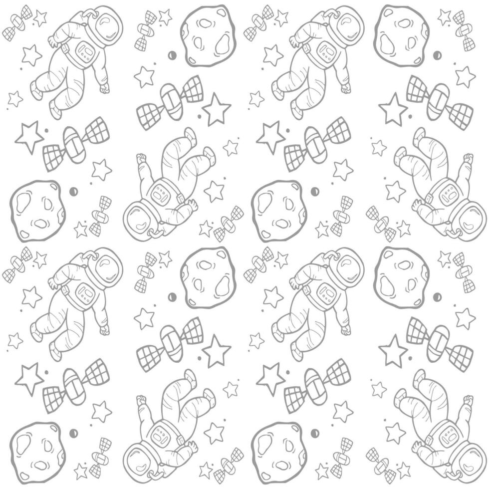 spaceman doodle pattern vector