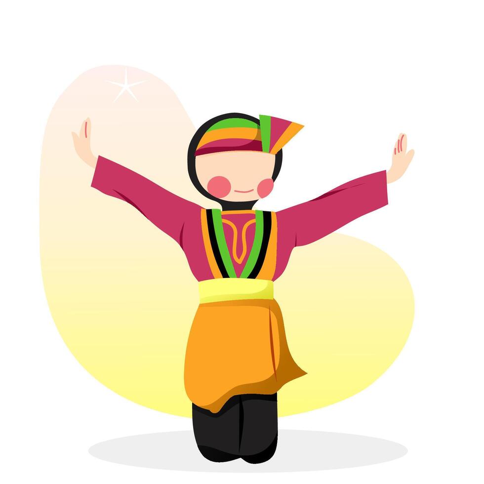 Saman traditional dance from indonesia vector