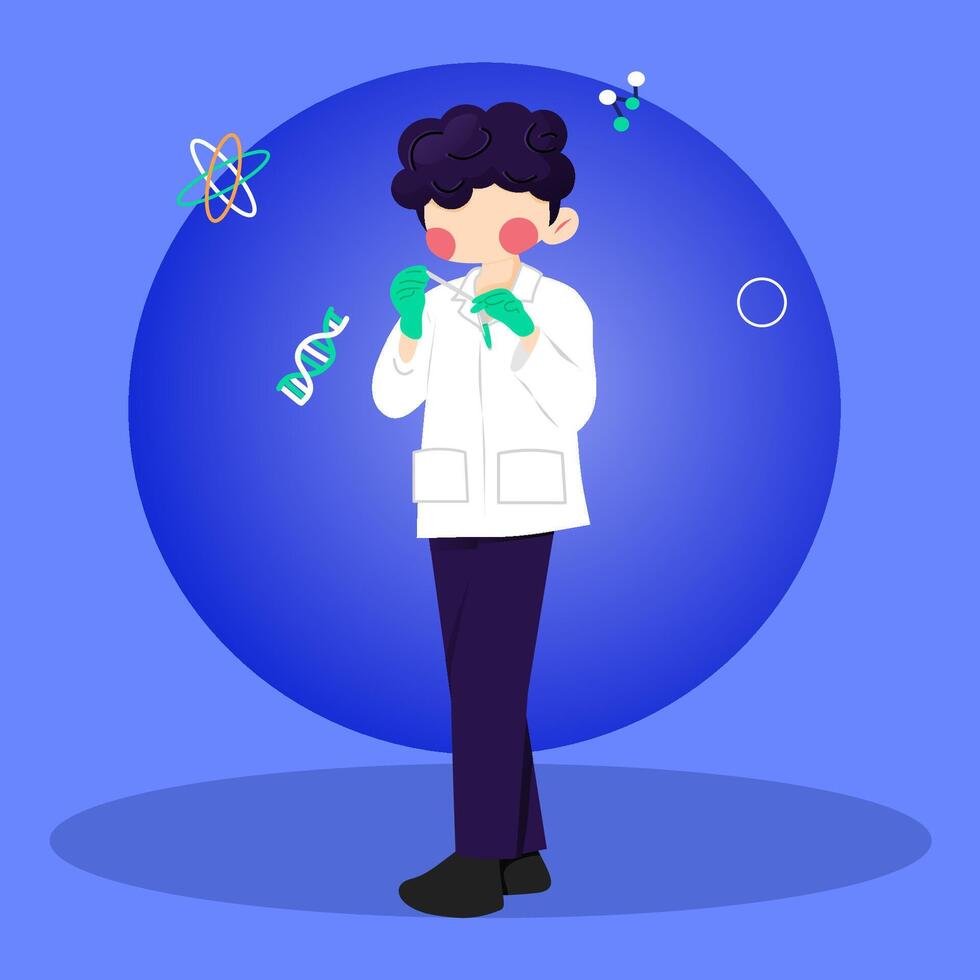 Scientist man with curly hair illustration vector