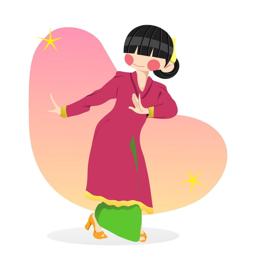 Traditional zapin dance women with star vector