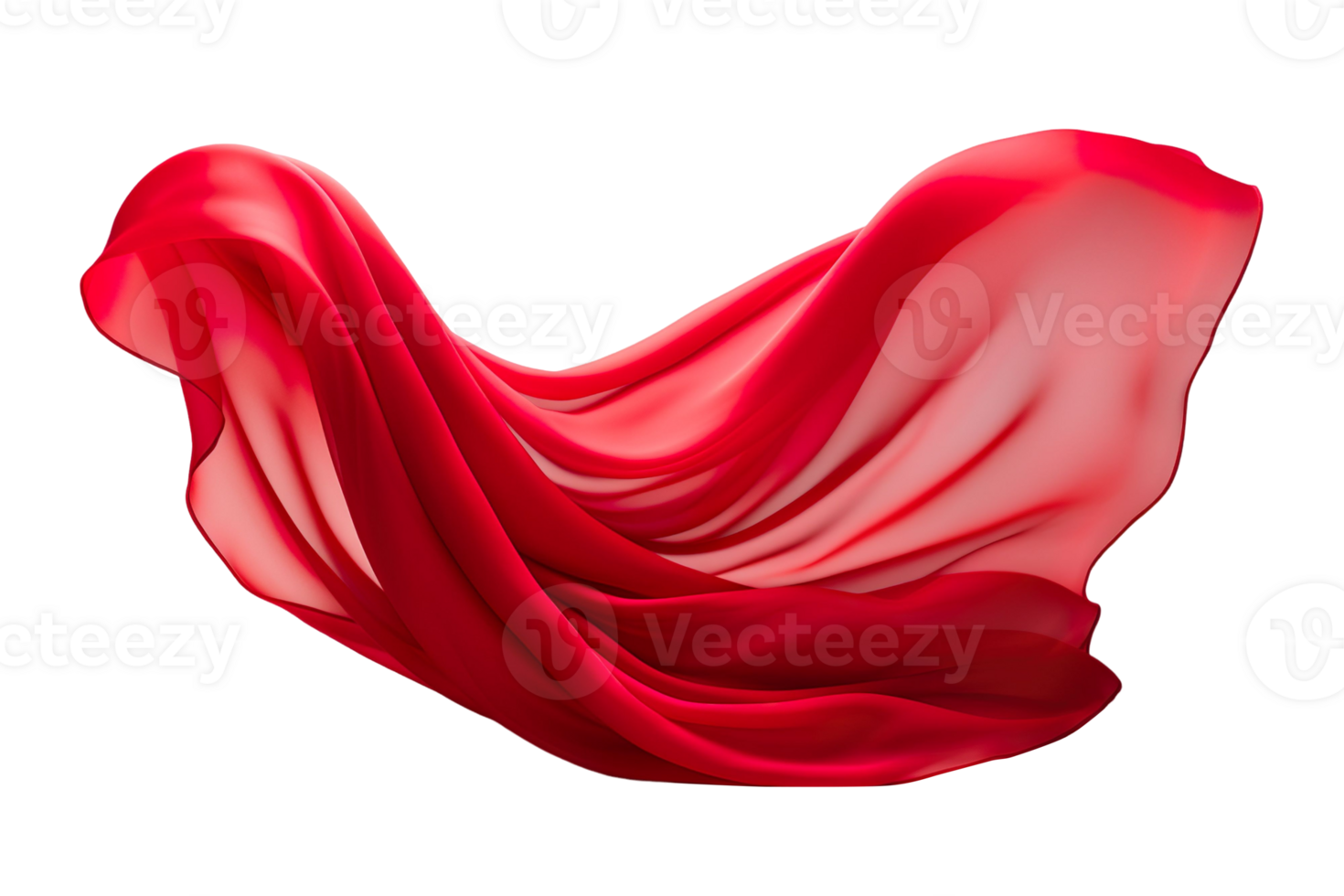 Flying red silk fabric isolated on transparent background png
