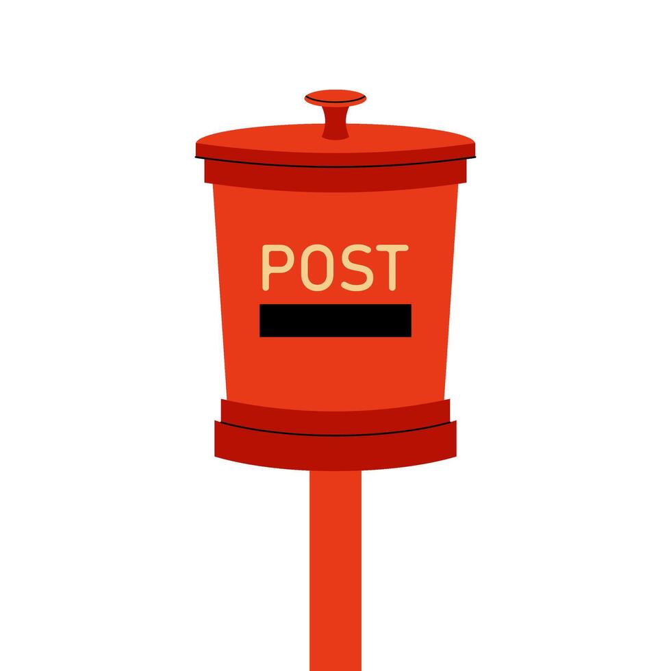 Mailbox. Vintage red coloured metal box for letters and postcards. Flat illustration on white background. vector