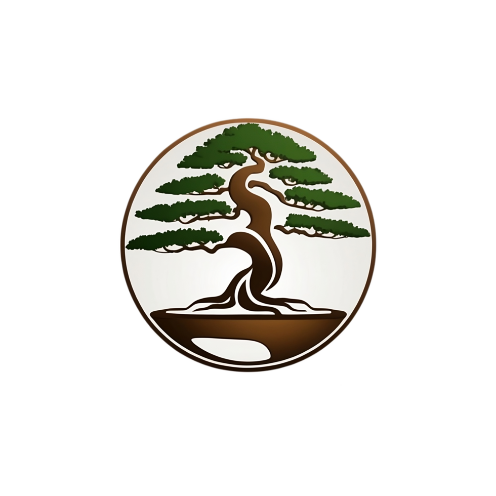 Minimalist bonsai tree logo featuring an elegant and artistic design. png