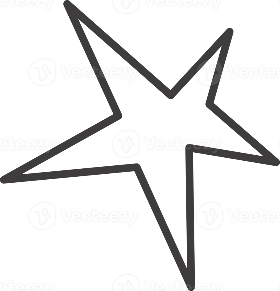 Y2k star shape. Outline icon of abstract spark and shiny irregular flash burst. Bling and twinkle geometric minimal retro design element png