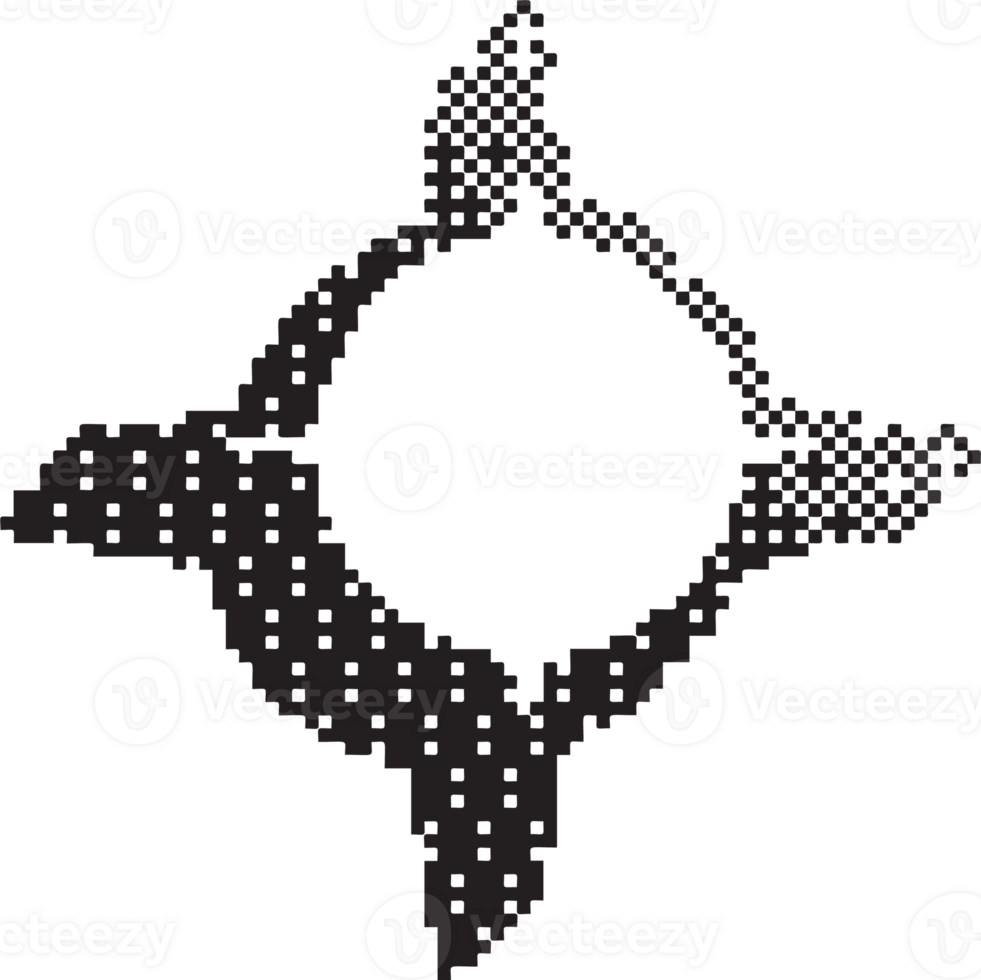 Bitmap pattern star shape. Halftone gradient element. Y2k graphic abstract icon. Dither noisy grunge texture. png