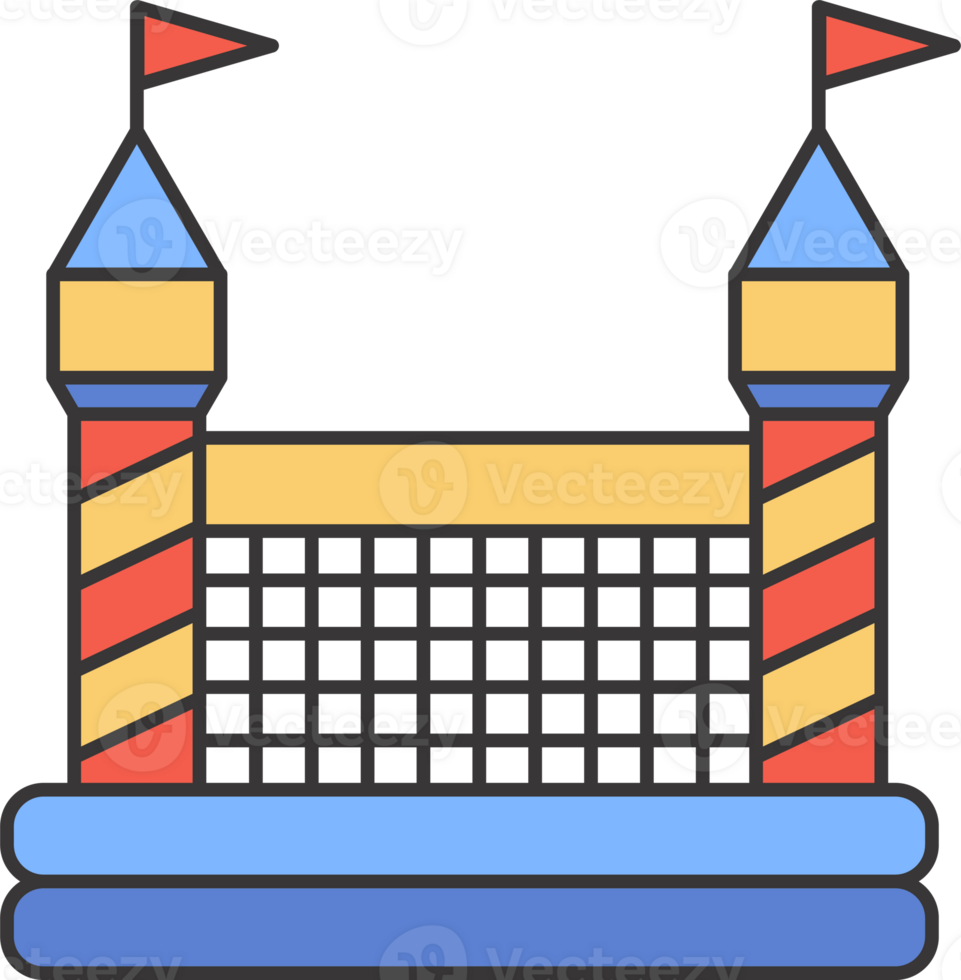 Bouncy castle color icon. Inflatable house pictogram with slide for air trampoline park and children playground for jumping. Inflated equipment for amusement park and kids zone. png