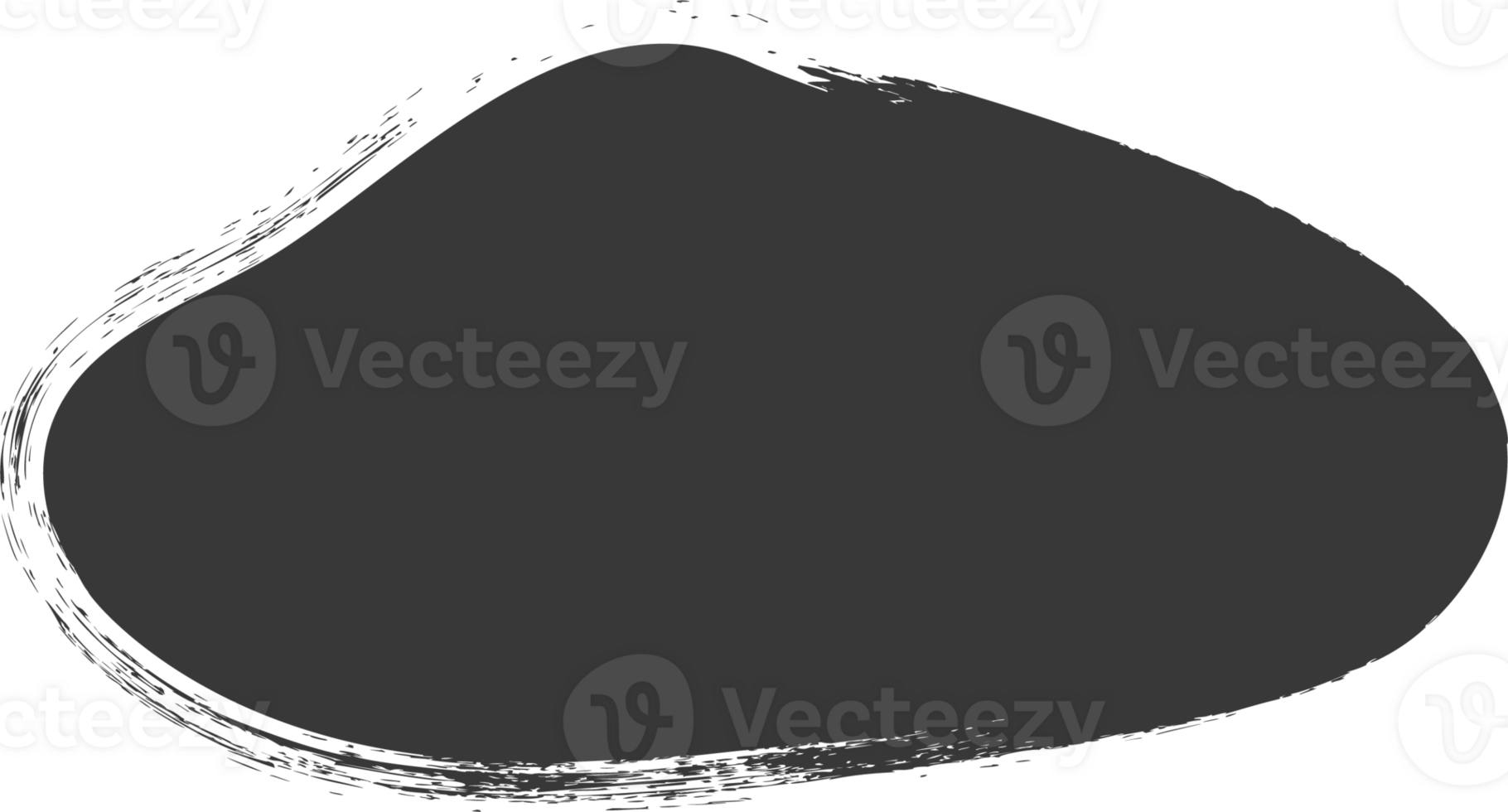 Brush stain, abstract paint shape with grunge texture. Round black ink splash. Irregular organic blob. Oval liquid rough element. Doodle blot block png