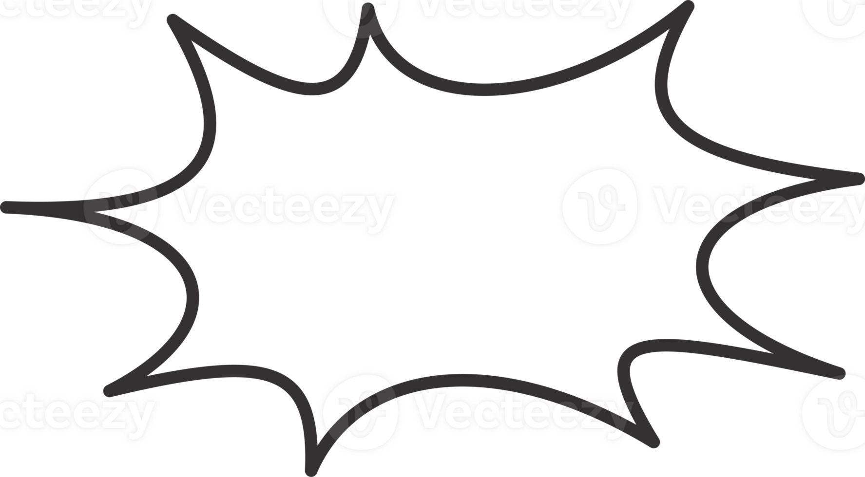 Comic speech bubble. Manga pop art outline frame for text. Box for dialog and messages. Chat shape of shock shout and scream actions. png
