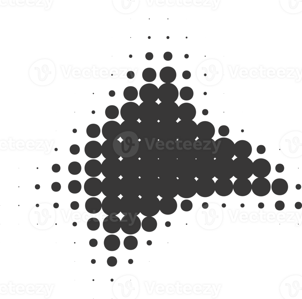Halftone dotted shape. Paint blob with noisy effect. Abstract splatter shape png