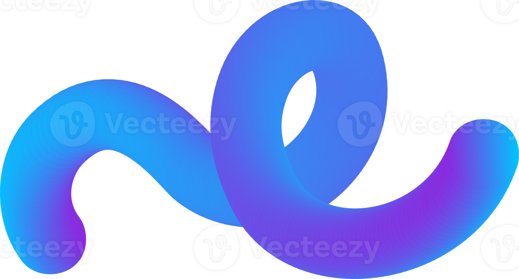 3D gradient abstract shape. Liquid fluid spiral element. Swirl dynamic bright blue modern stroke. Wavy blend futuristic vibrant line. Squiggle neon design png