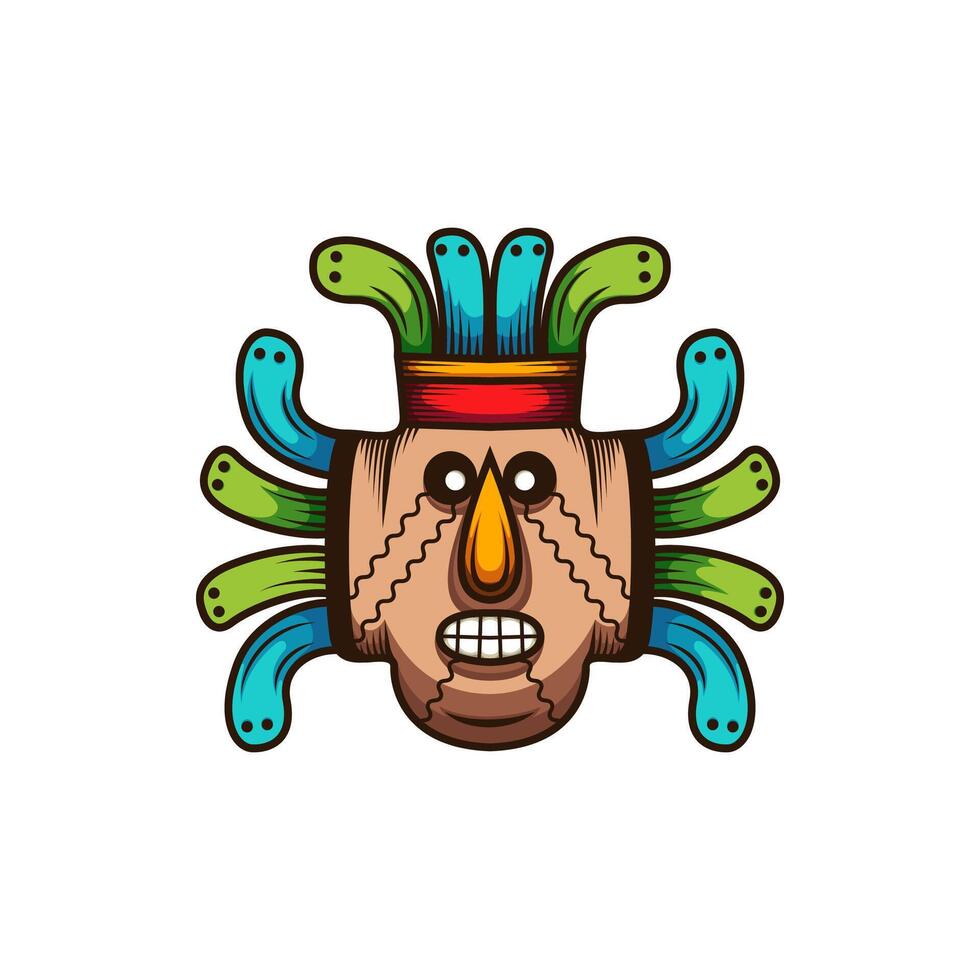 colorful African mask logo template. Tribal mask illustration. Africa and Safari logo elements and icon. vector