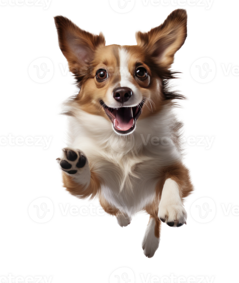 A dog is jumping in the air with its mouth open png