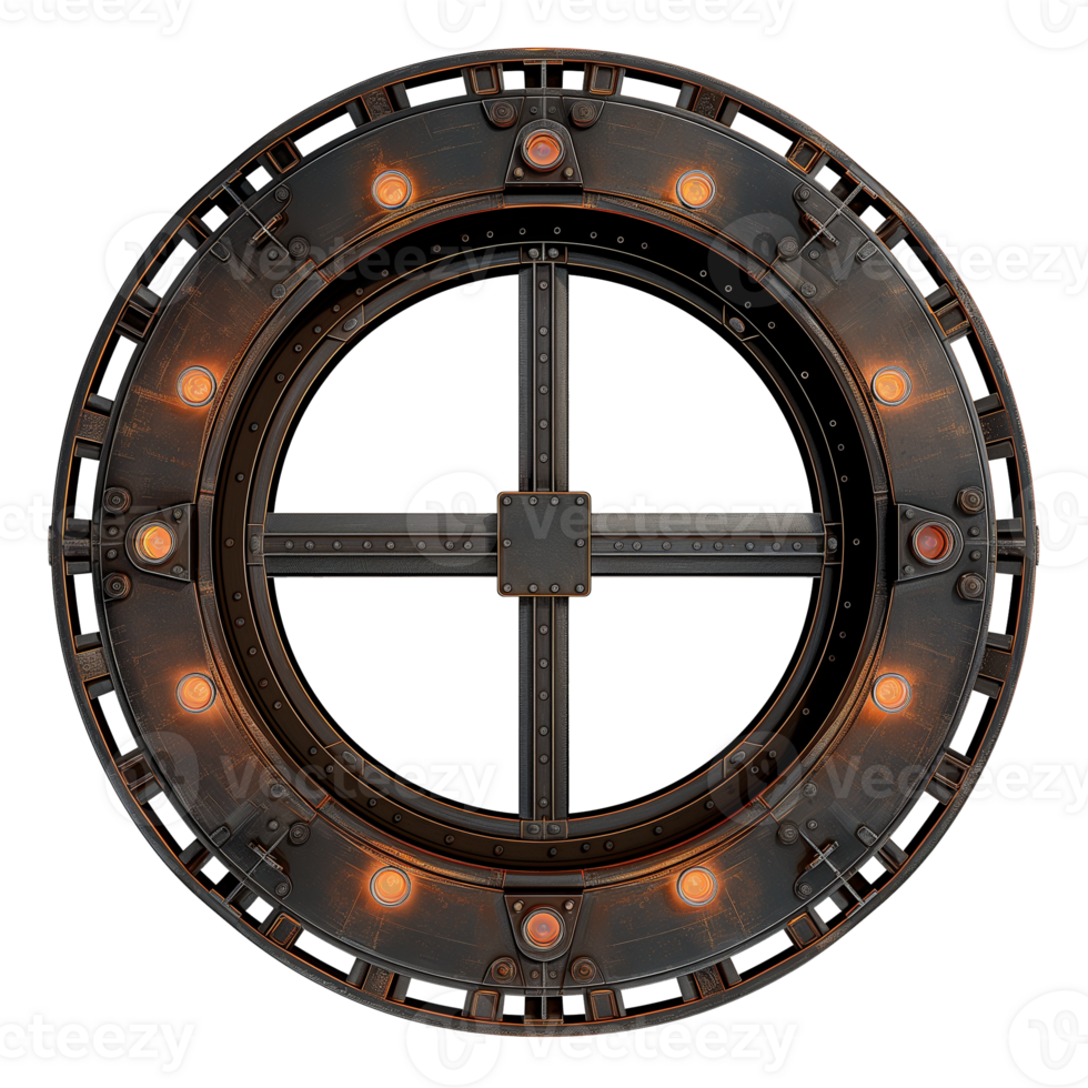 A circular metal object with lights on it png