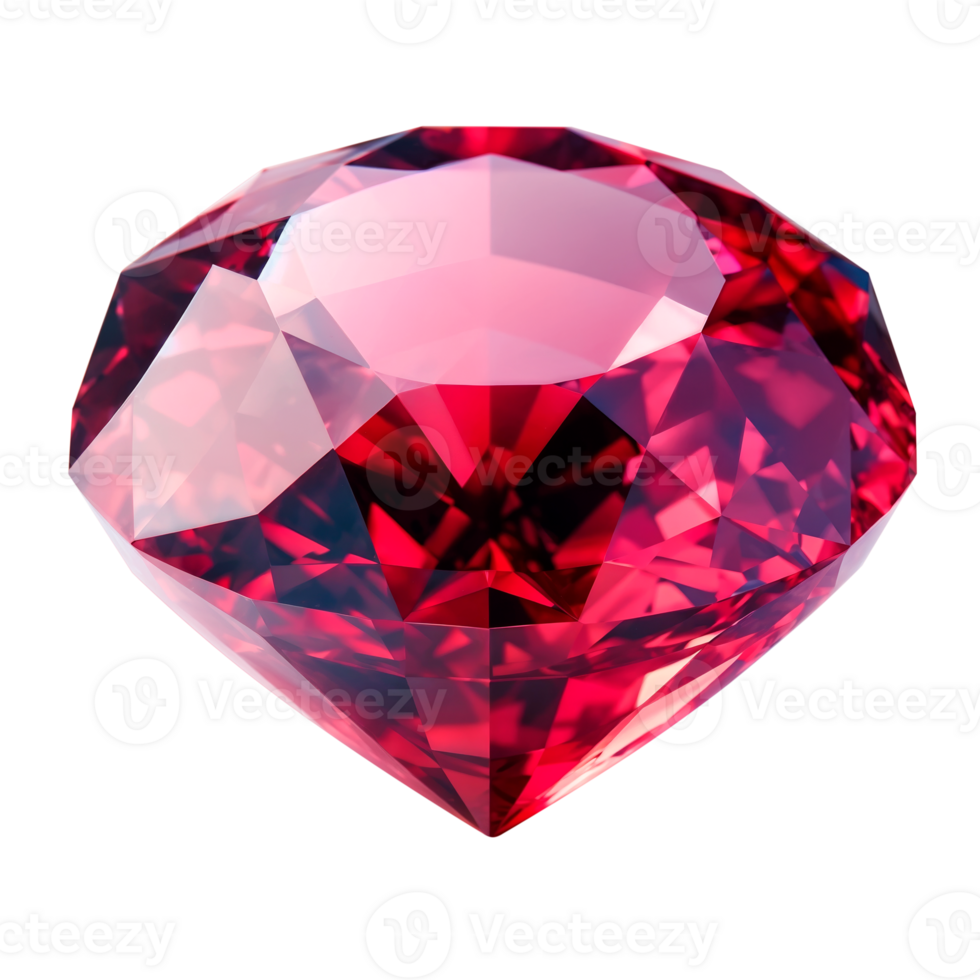Sparkling red ruby gemstone isolated on transparent background png