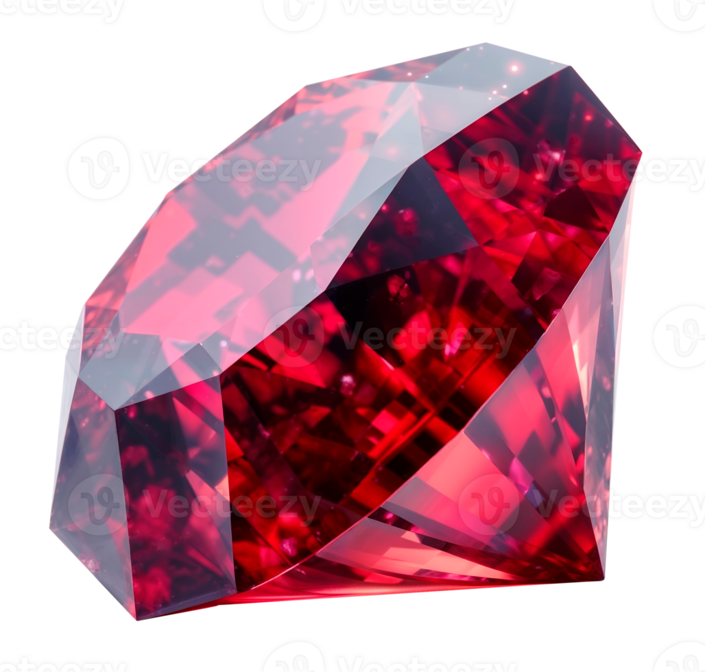 Sparkling red ruby gemstone isolated on transparent background png