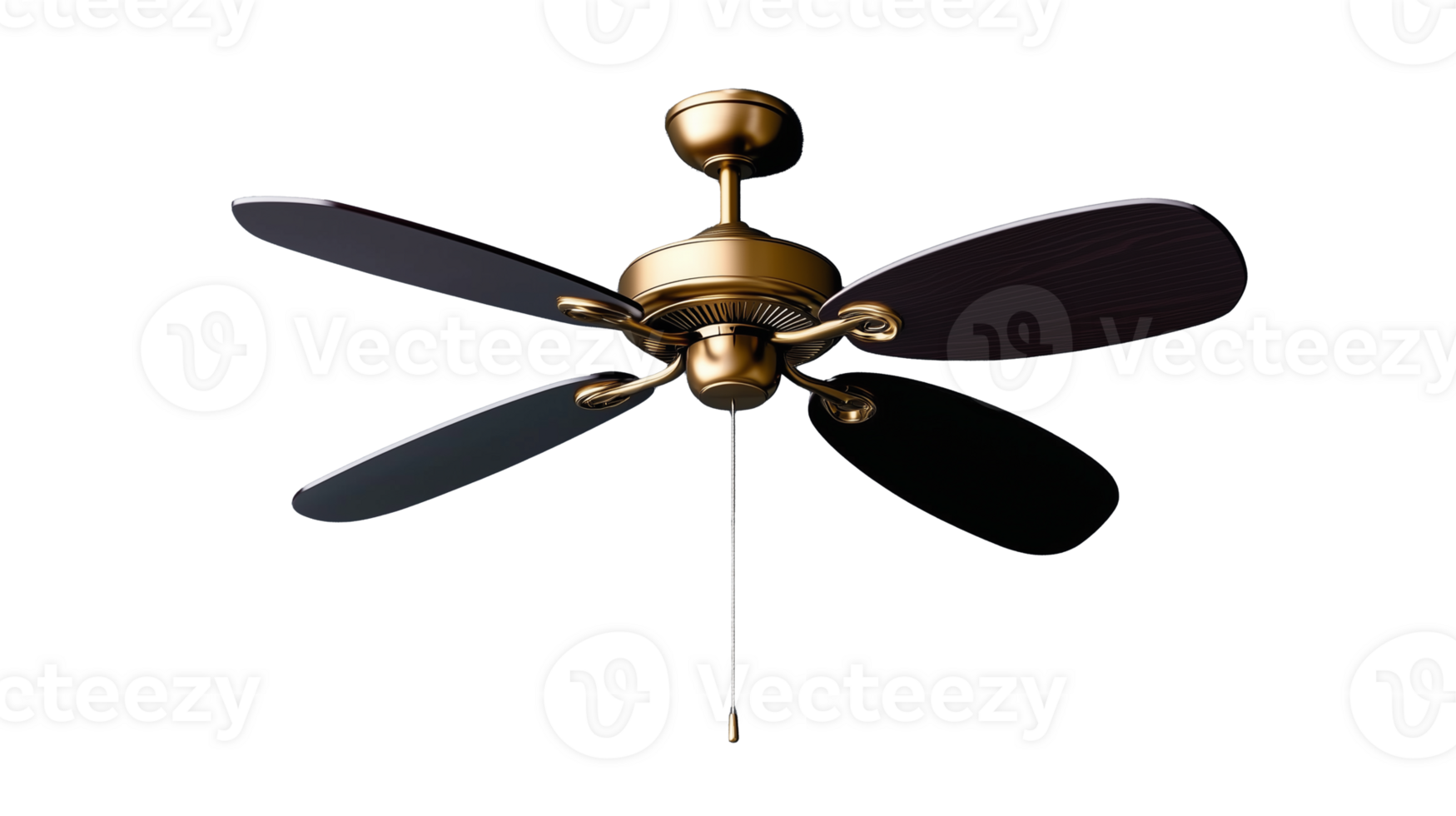 Elegant ceiling fan design with four blades on transparent background png
