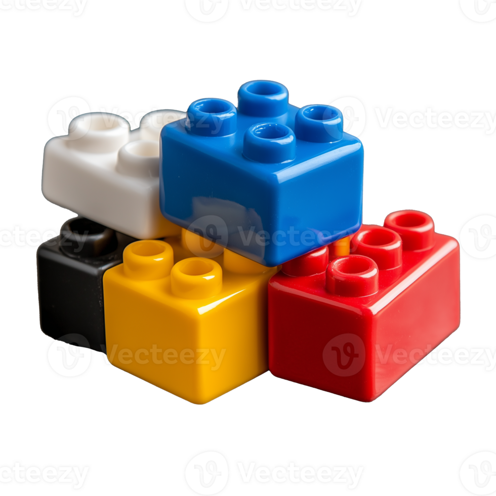 Colorful Building Blocks Stacked on Transparent Background png