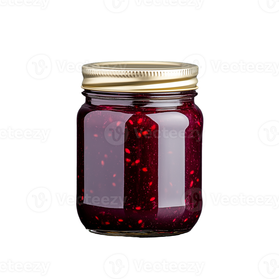 Glass Jar of Raspberry Jam with Transparent Background png