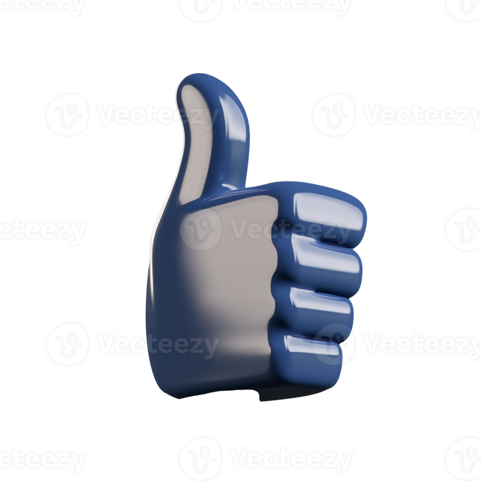 Blue 3D Thumbs Up Icon with Transparent Background png