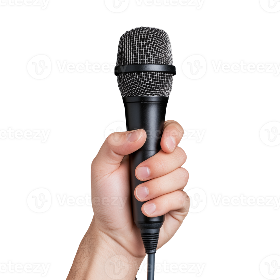 Hand Holding Microphone on Transparent Background for Artistic Presentations png