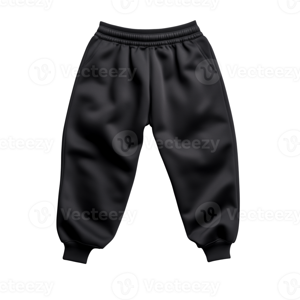 Black Sweatpants with Elastic Waistband on Transparent Background png