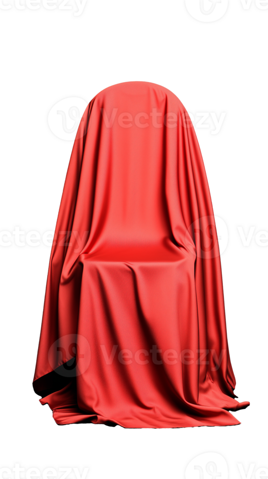 Red Draped Chair with Textured Fabric on Transparent Background png